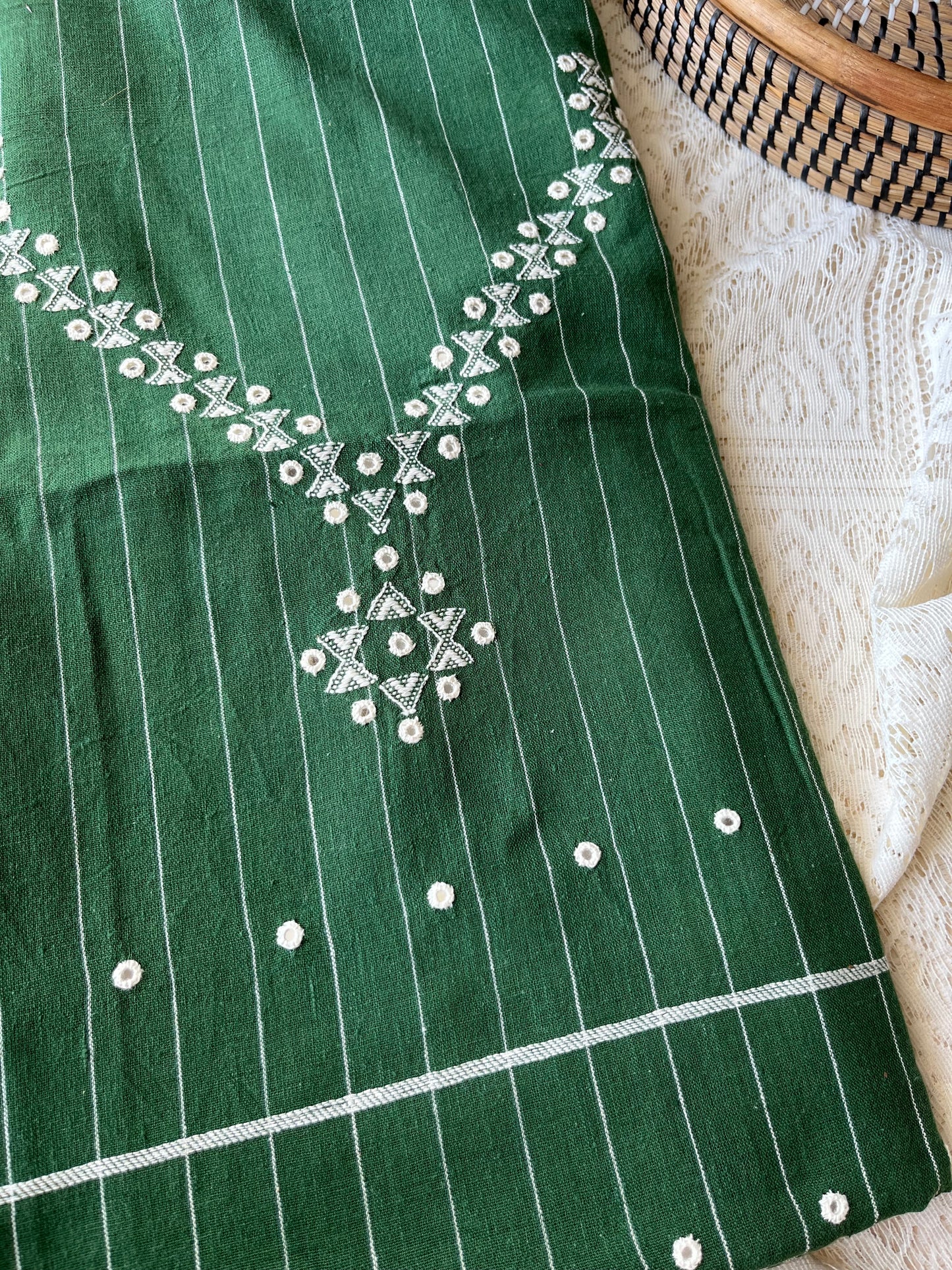 Handwoven organic kala Cotton kurta bottom dupatta