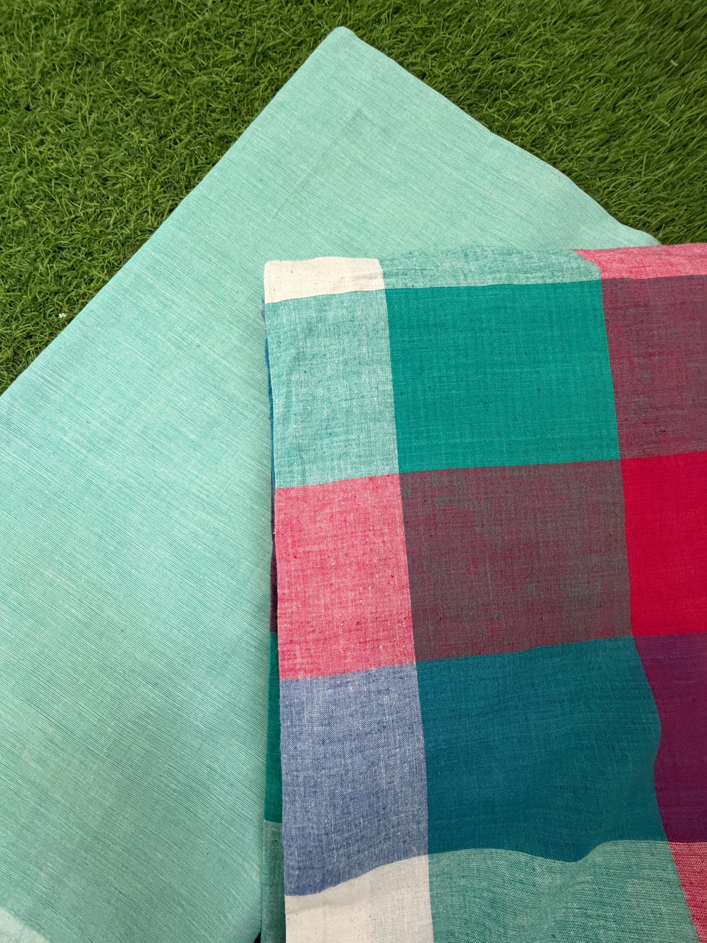 Khadi Cotton checks plain mangalgiri