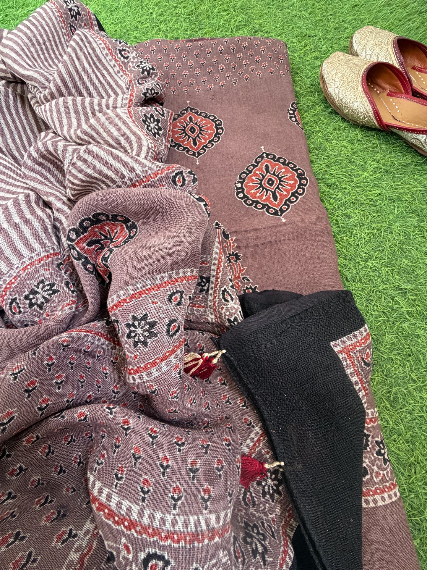 Linen Ajrakh Kurta and dupatta
