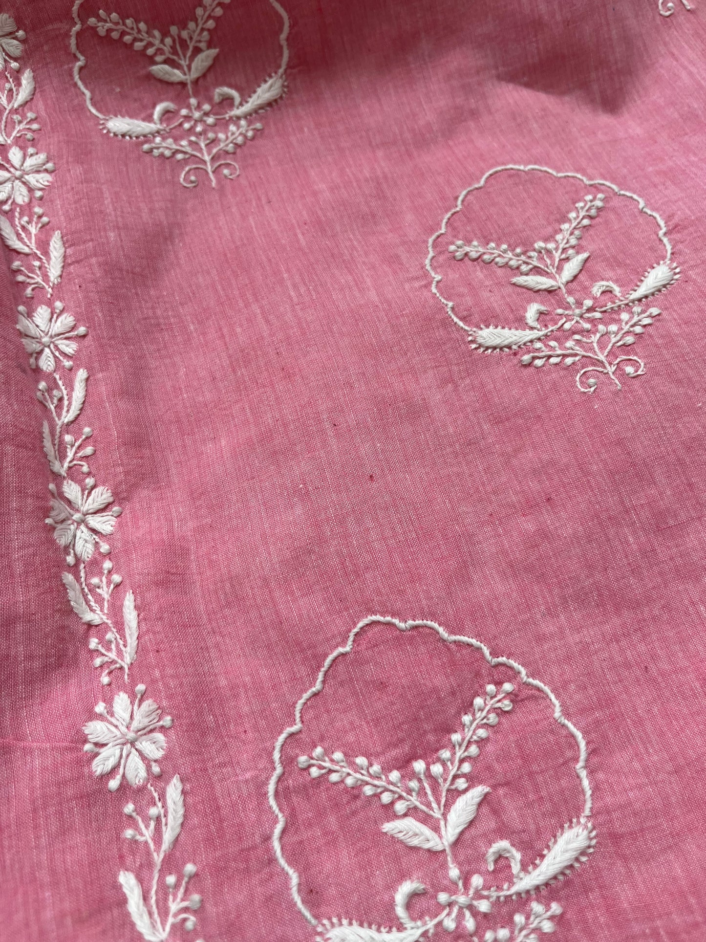 Cotton khadi mul chikan kurta bottom