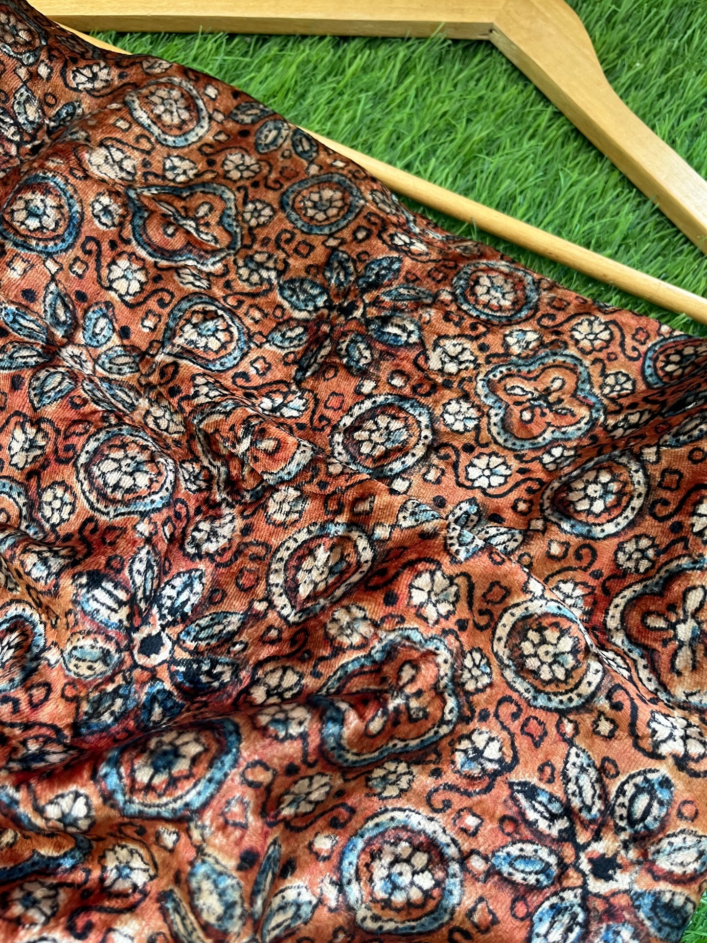 Velvet Ajrakh Kurta fabric