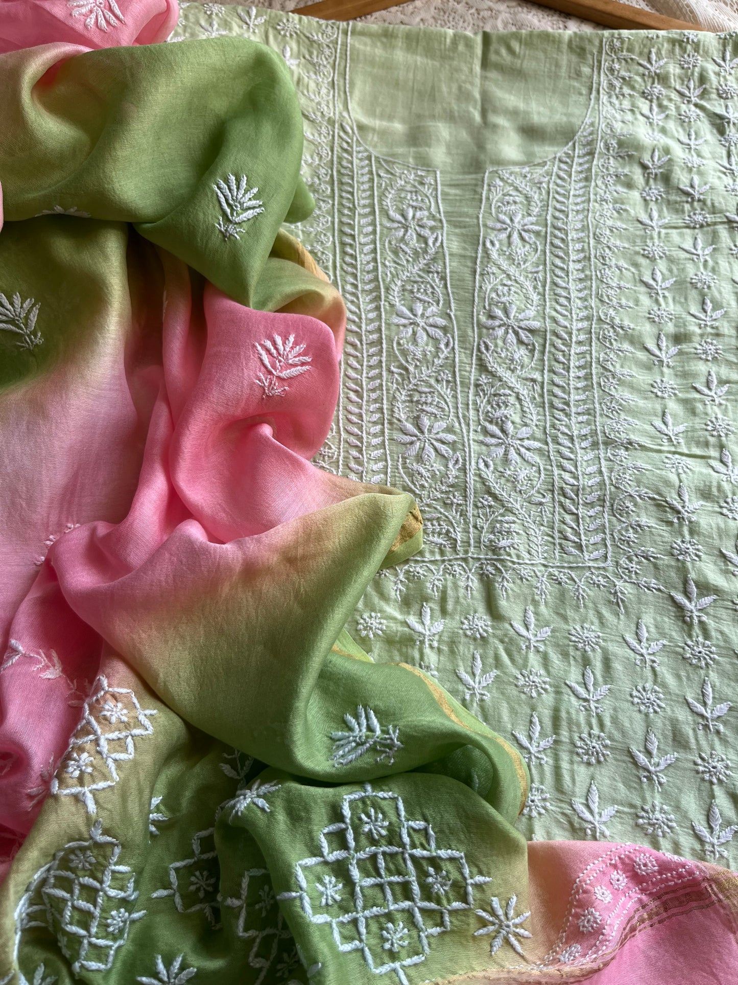 Chanderi Chikankari Kurta Dupatta