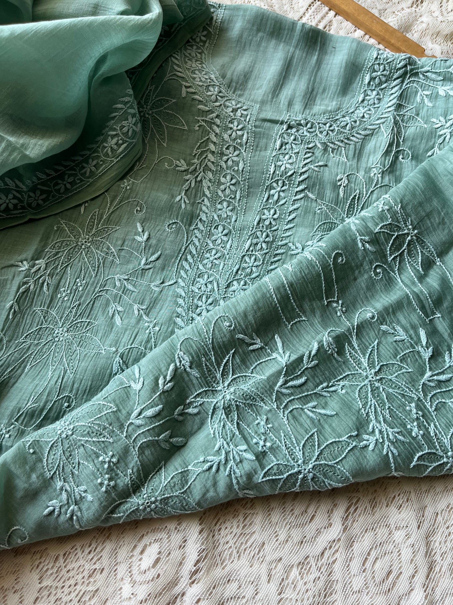 Chanderi Chikankari Kurta Dupatta