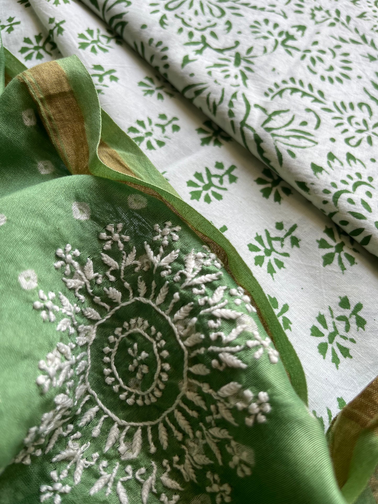 Cotton kurta bottom chikankari dupatta