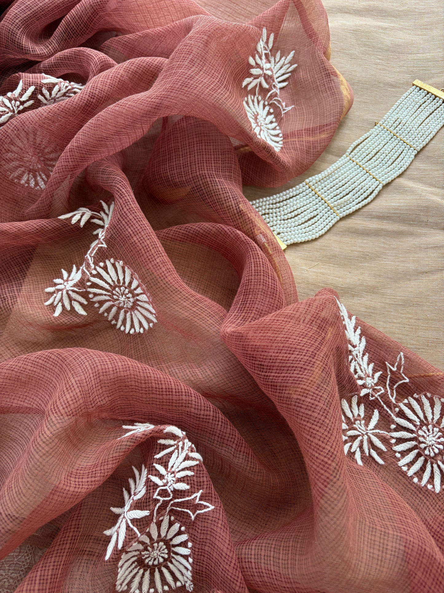 Mangalgiri kurta bottom Kota Doria chikankari dupatta