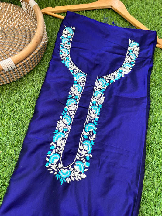 Silk thread work kurta fabric