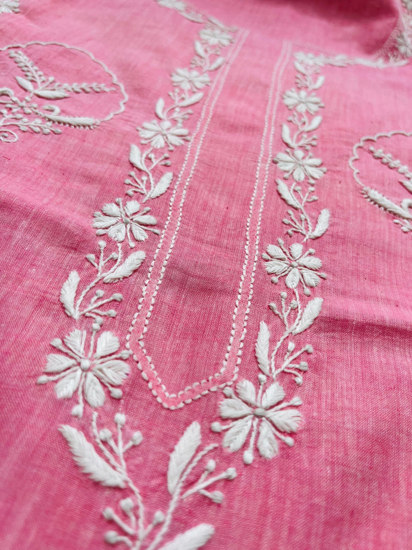 Cotton khadi mul chikan kurta bottom