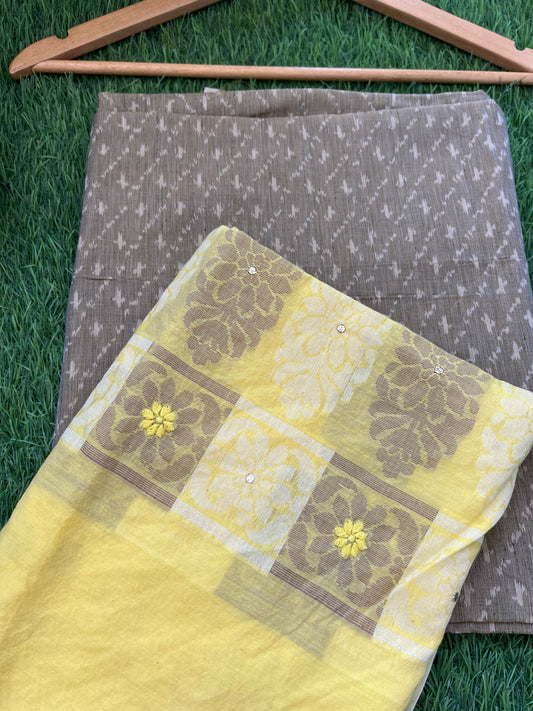 Cotton mercerised ikkat kurta chikankari dupatta