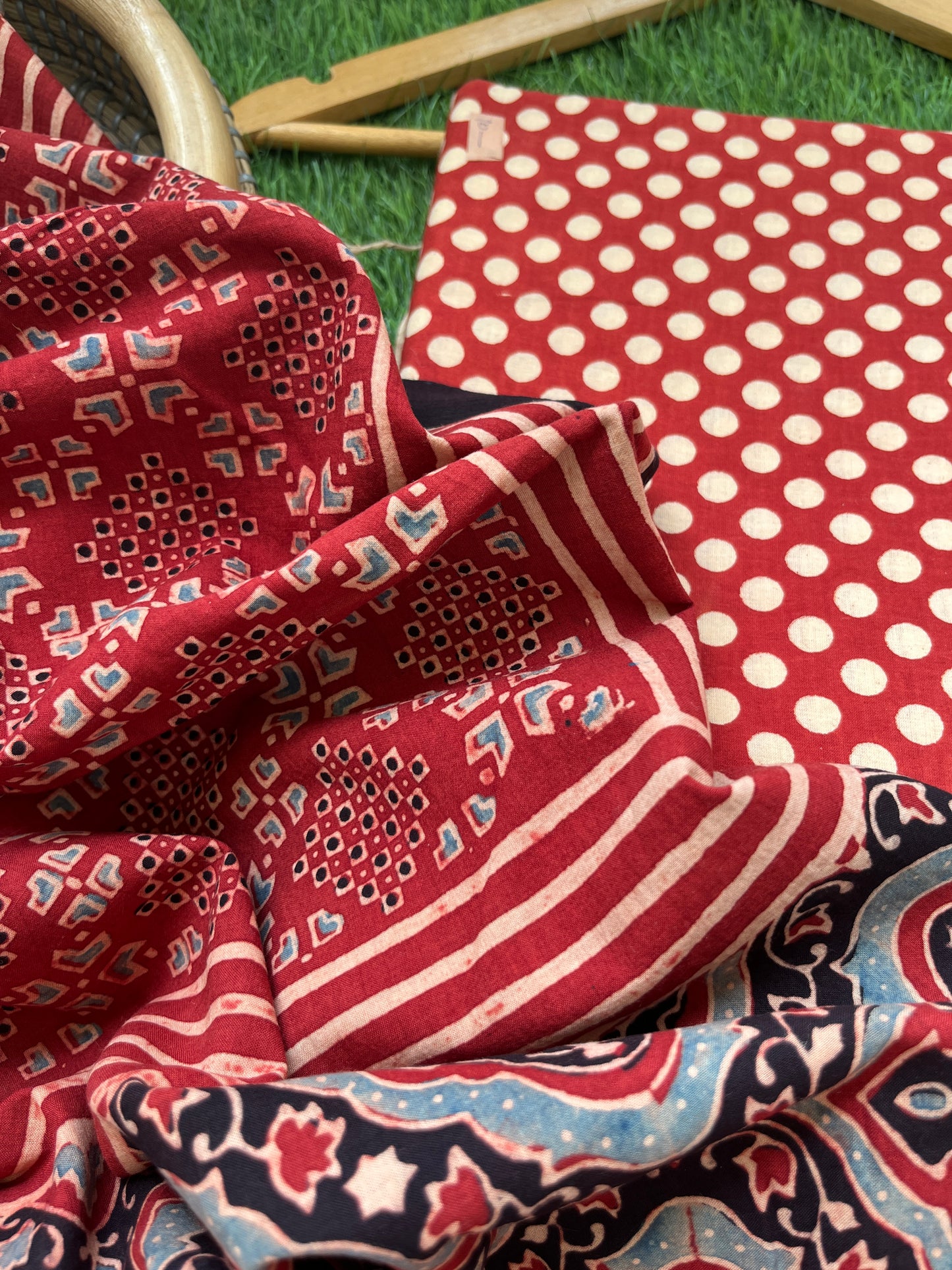 Cotton block print kurta bottom cotton ajrakh dupatta