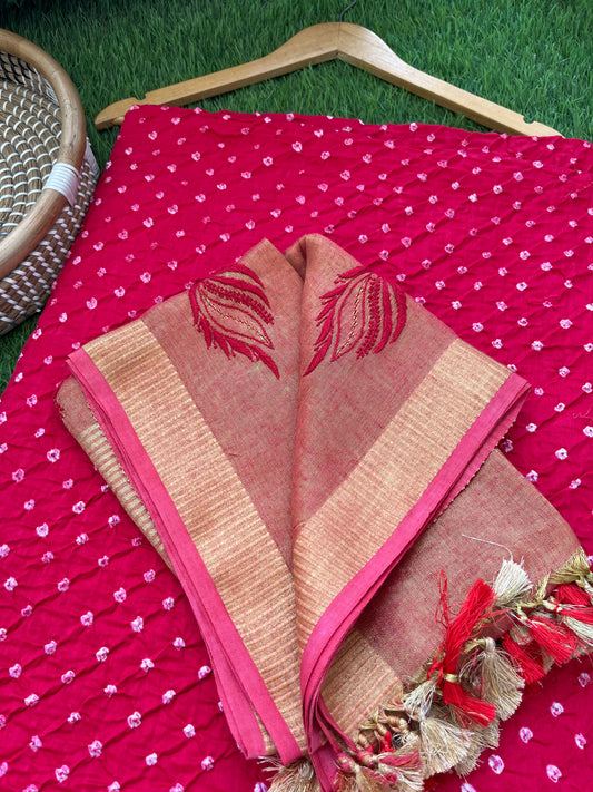 Bandhani kurta chikankari Dupatta