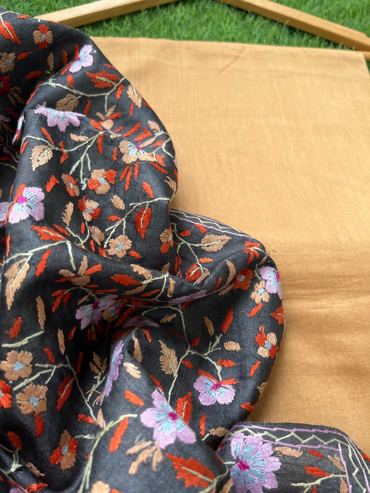 Silk needle work Dupatta chanderi silk kurta Bottom fabric