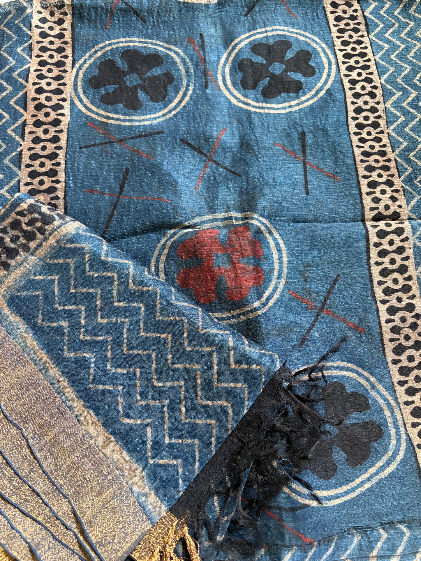 Linen Ajrakh Kurta and dupatta