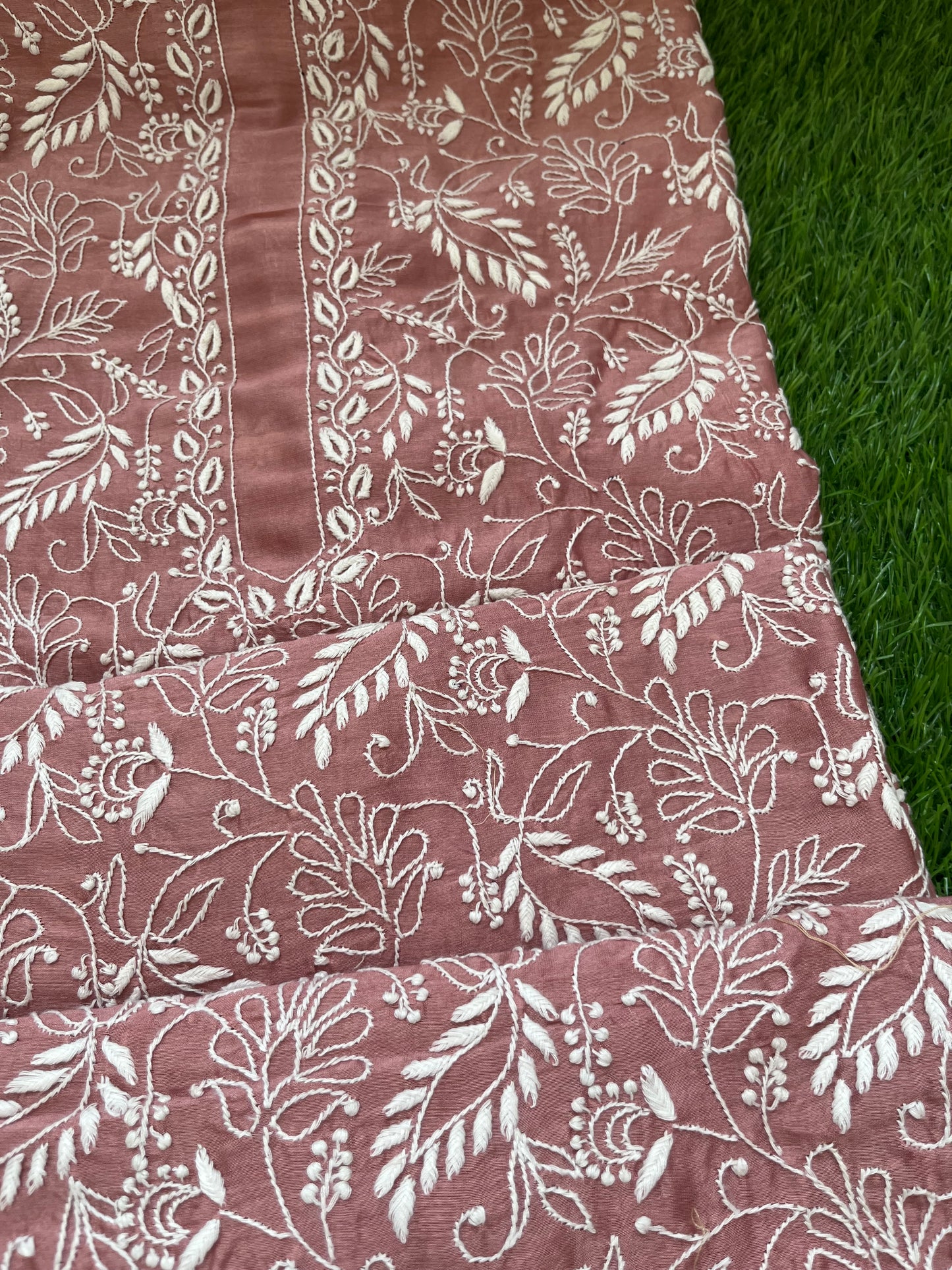 Chanderi chikankari kurta