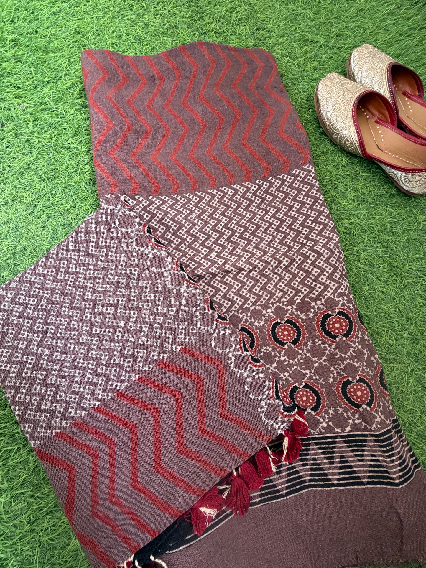 Linen Ajrakh Kurta and dupatta