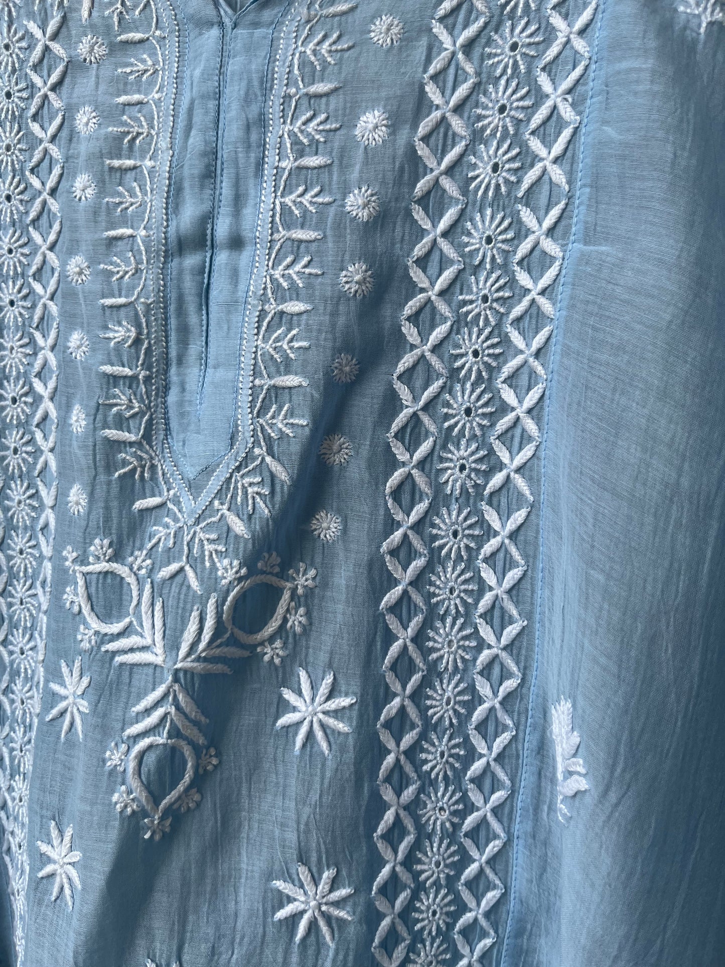 Chanderi chikan work short Kurti
