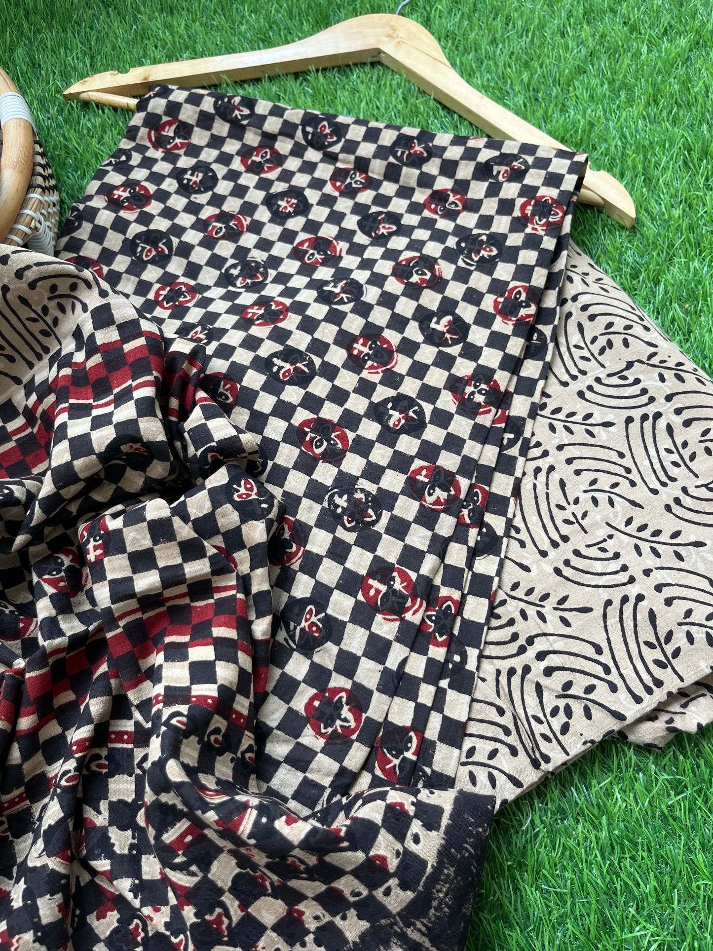 Ajrakh cotton Kurta bottom and dupatta
