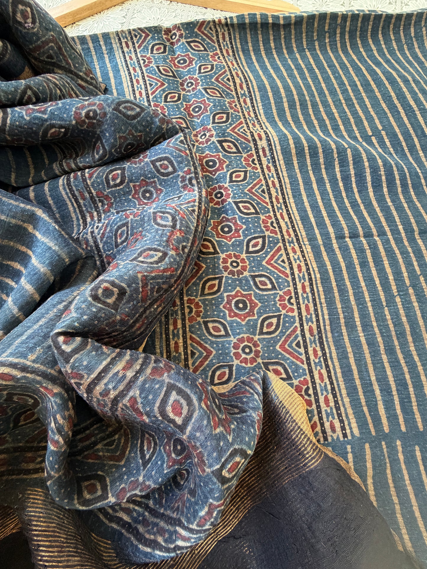 Linen Ajrakh Kurta and dupatta