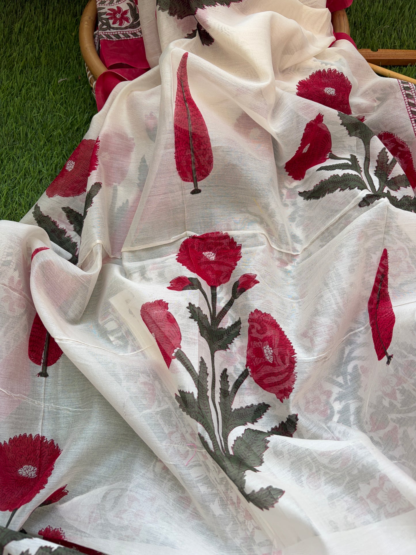 Block print kurta fabric chanderi dupatta