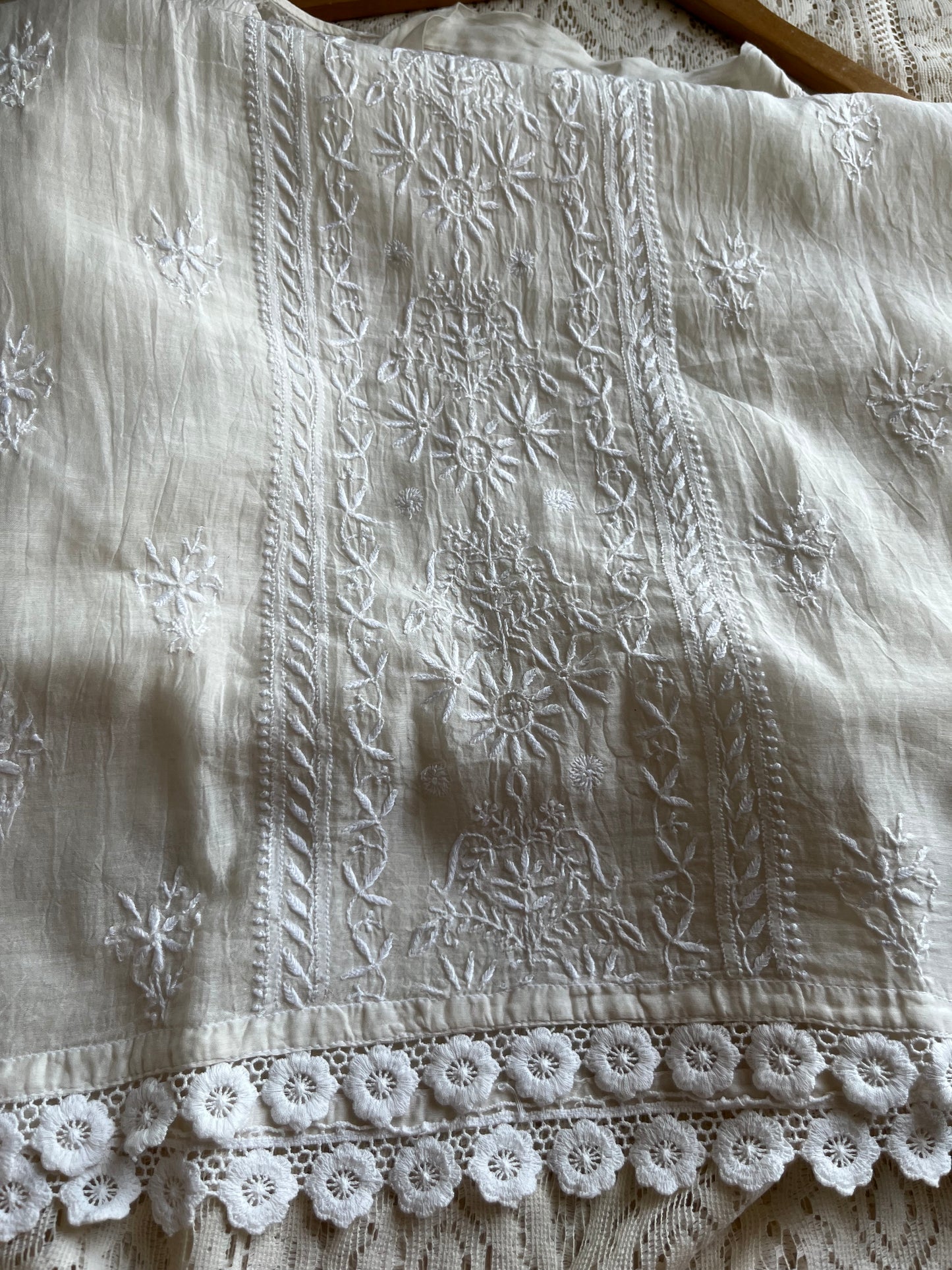 Chanderi chikan shirt and a-bottom