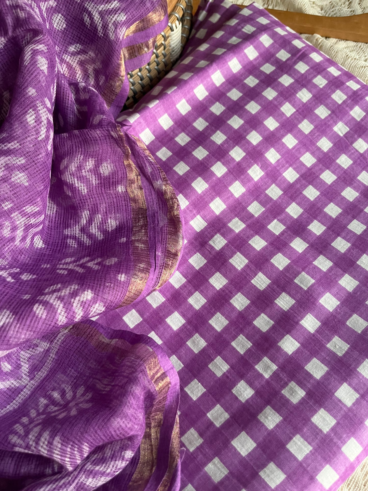 Cotton kurta bottom Kota Doria dupatta