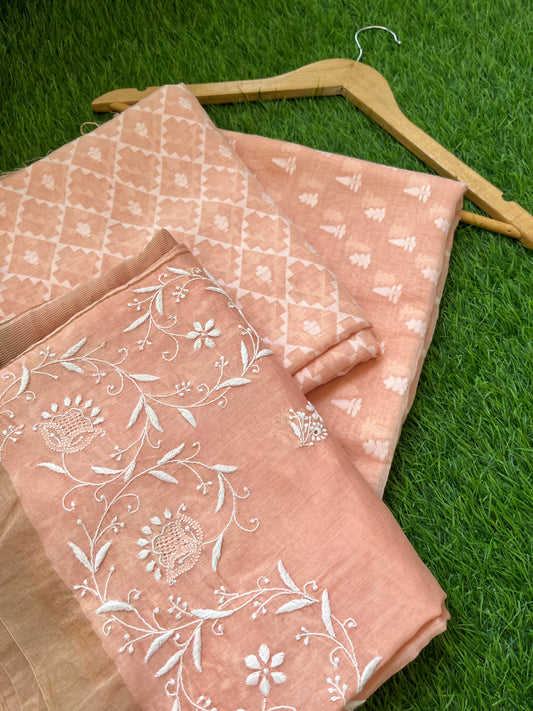 Jaamdani kurta bottom chanderi dupatta