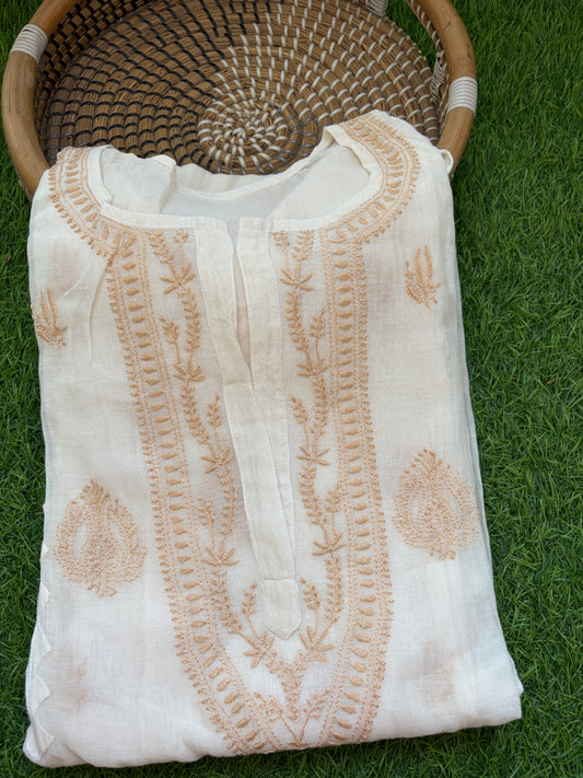 Chikankari daraz chanderi Kurta