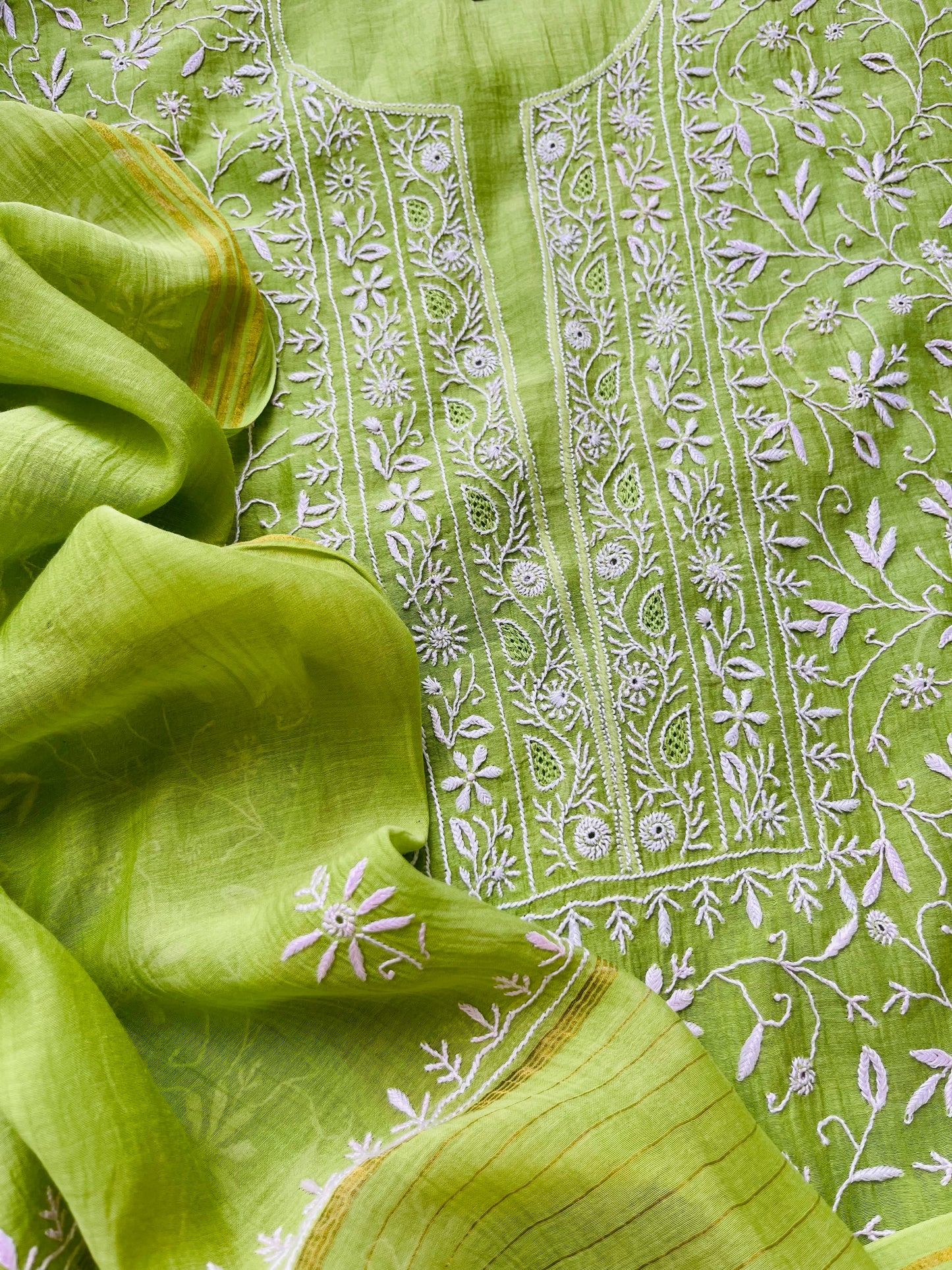 Chanderi Chikankari Kurta Dupatta