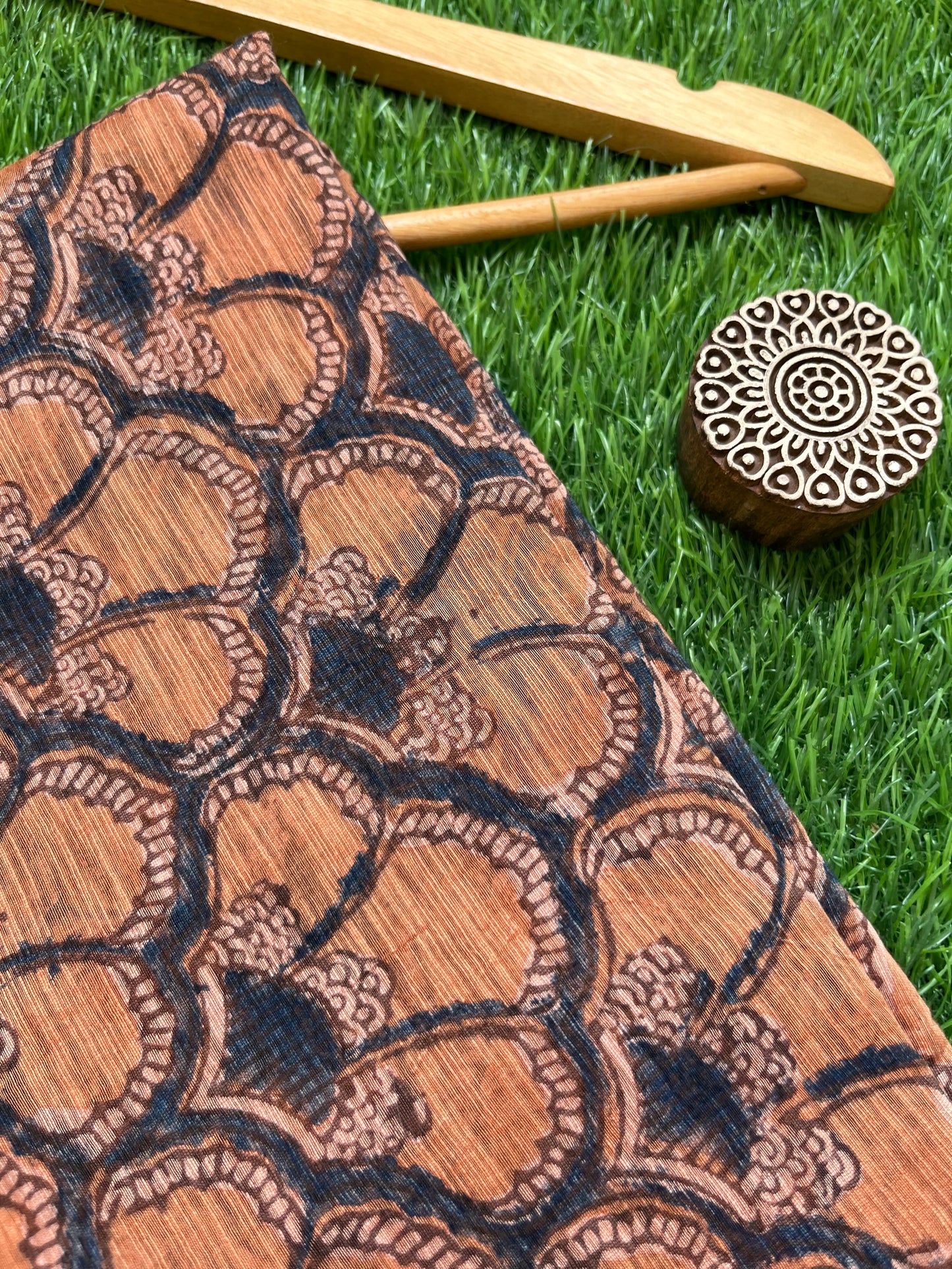Ajrakh Chanderi fabric