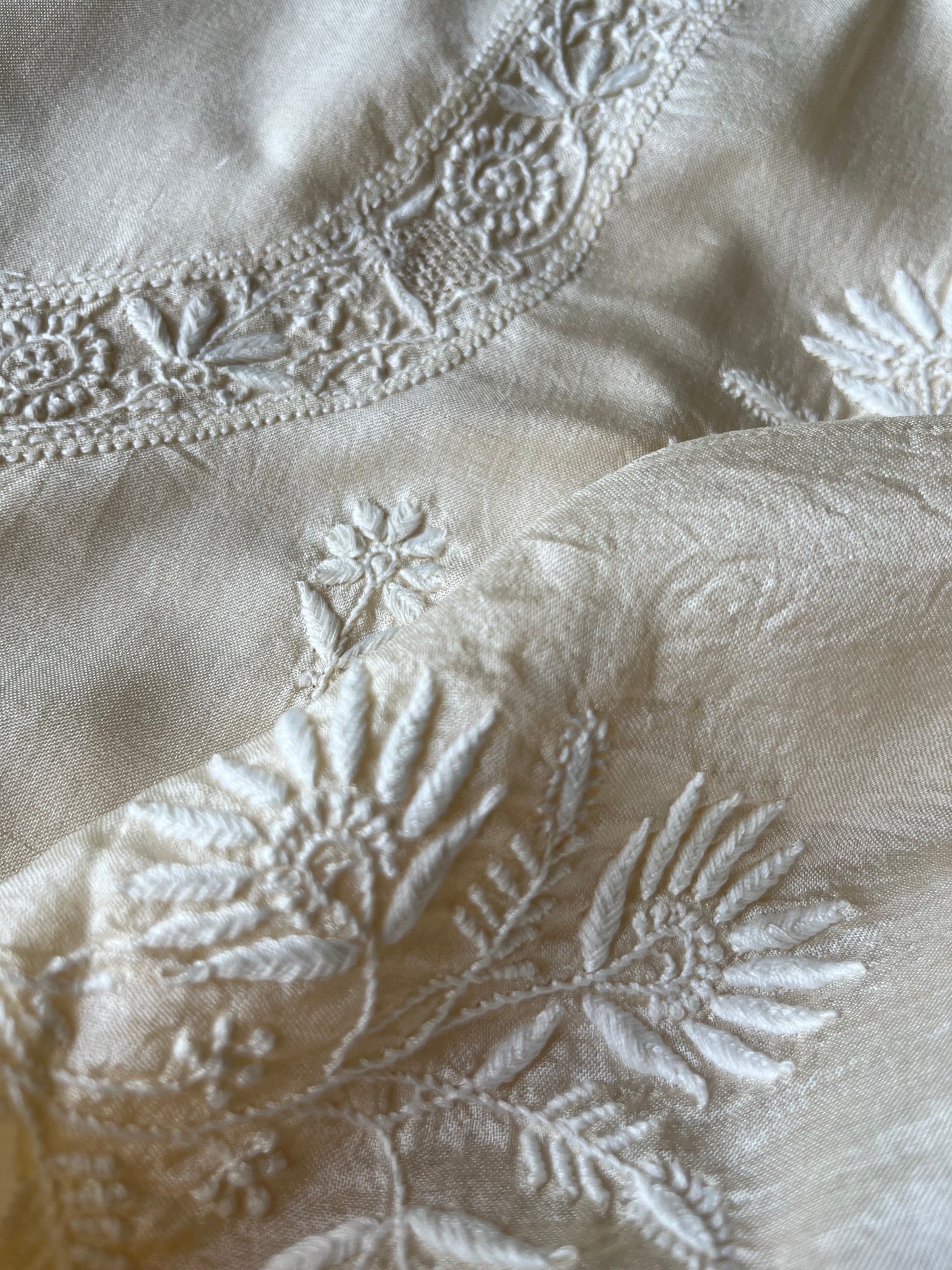 Tussar Silk Chikankari kurta Dupatta