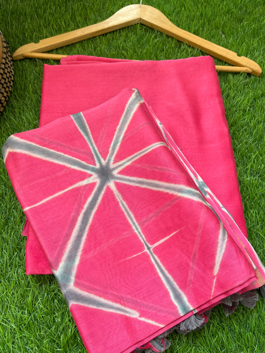 Chanderi Clamp Dye dupatta with plain fabric