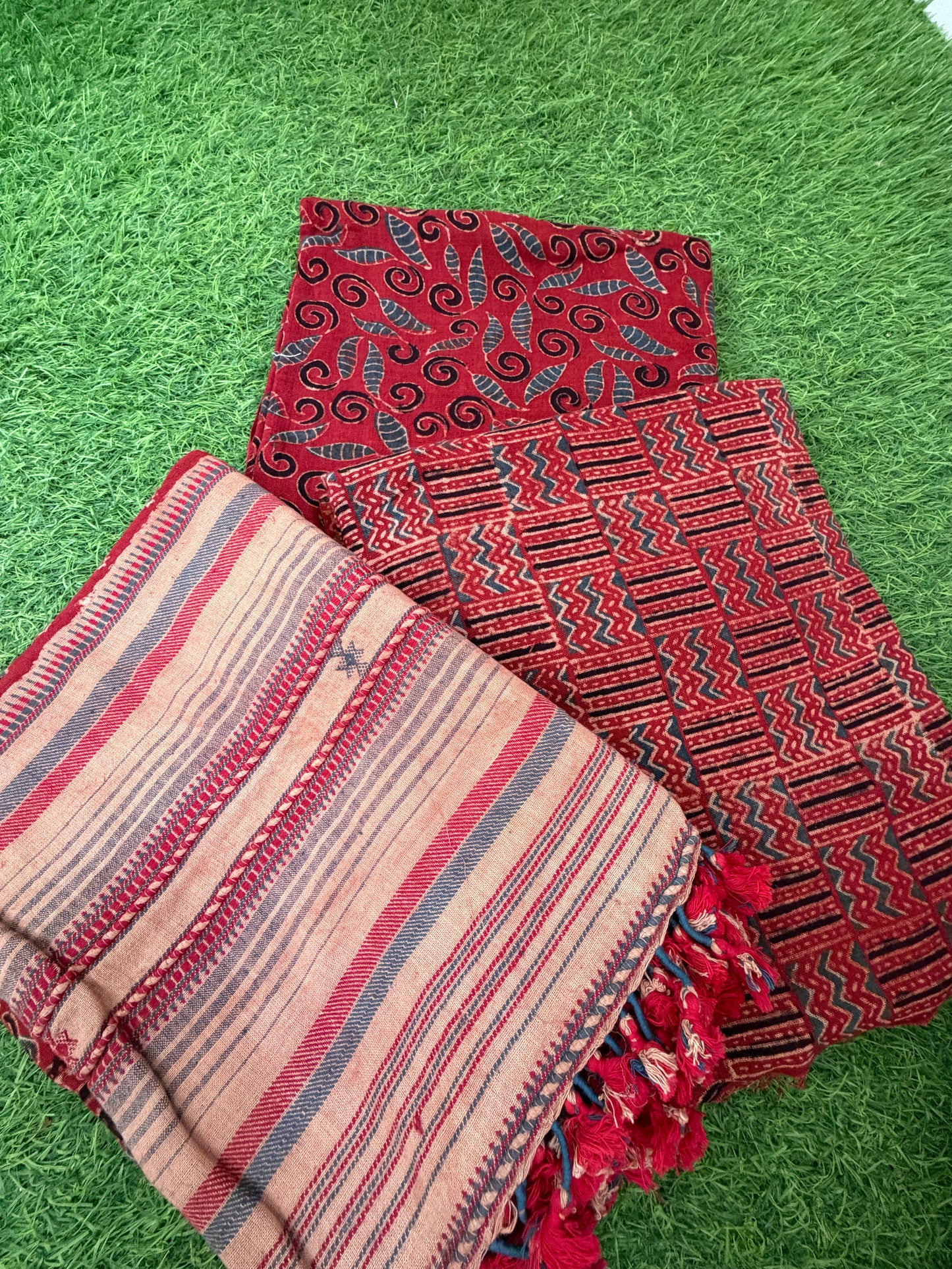 Kala Cotton Ajrakh Kurta bottom and dupatta