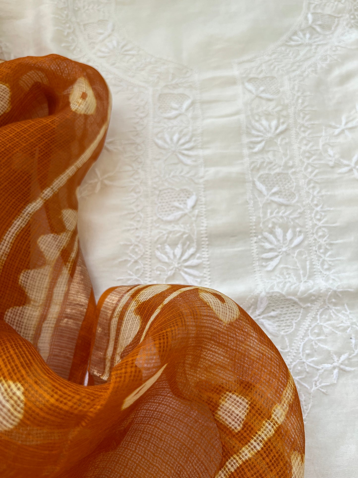 Kota Silk block print dupatta with chanderi Kurta