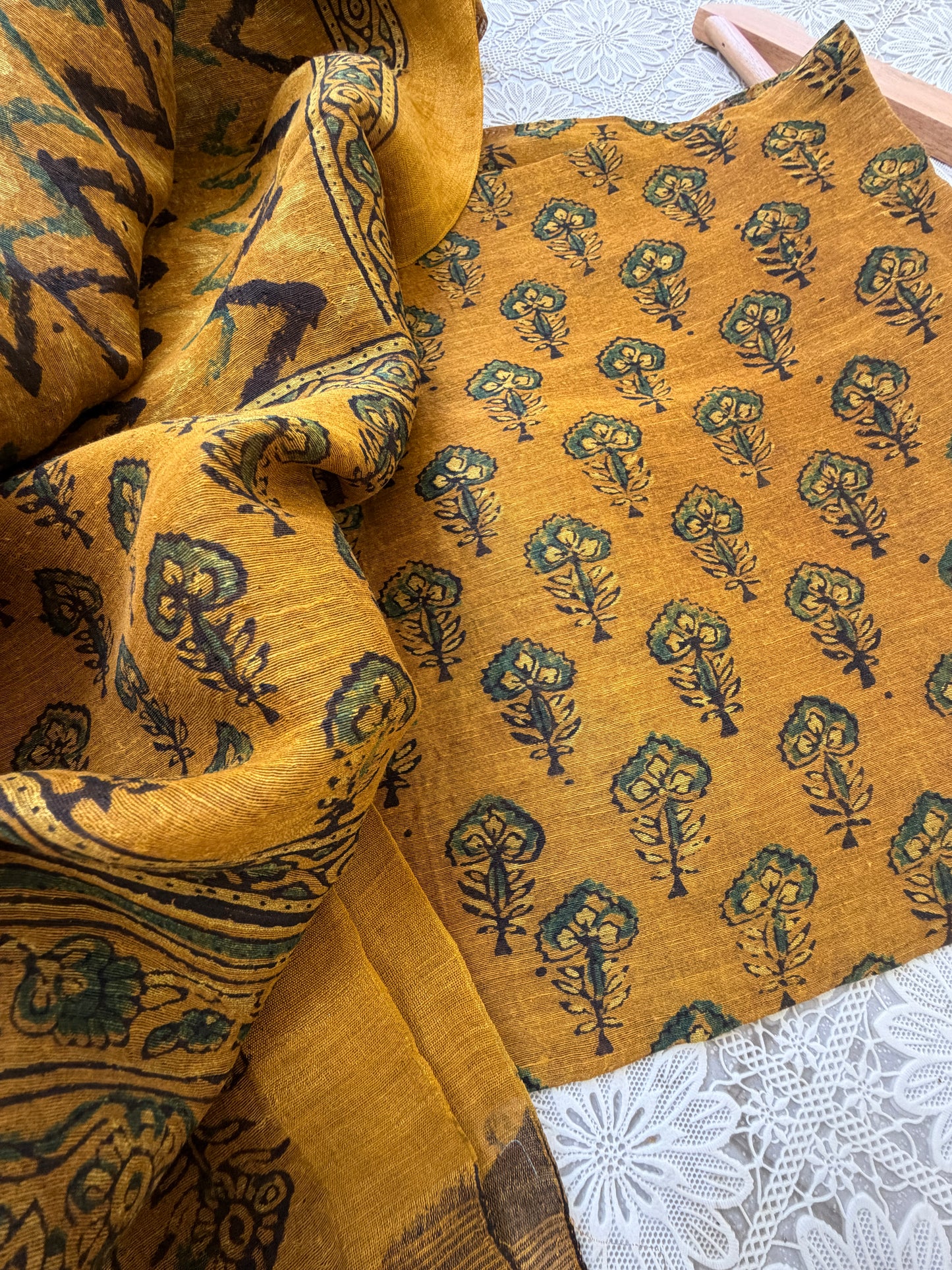 Linen Ajrakh Kurta and dupatta