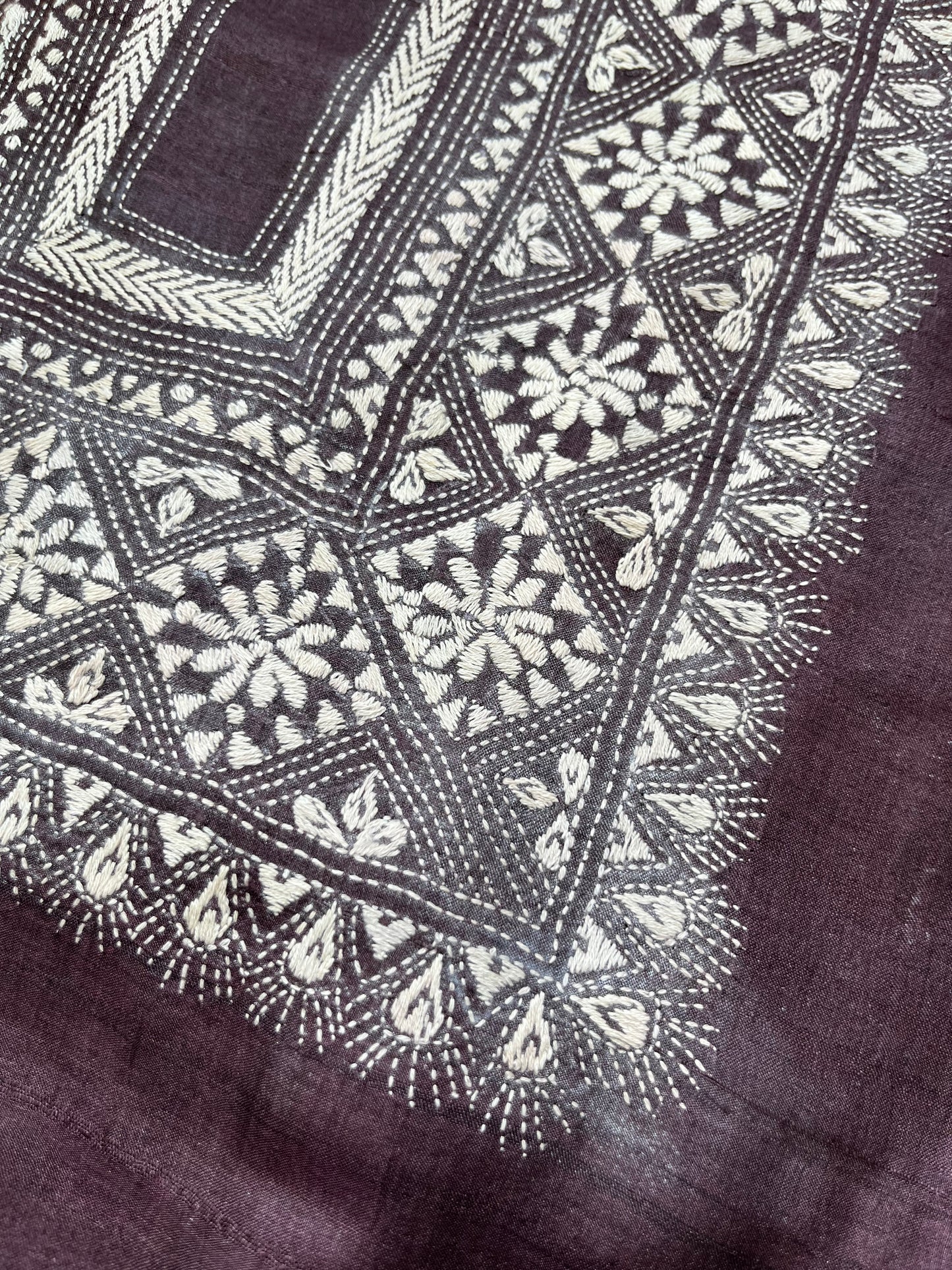 Silk Kantha work kurta fabric