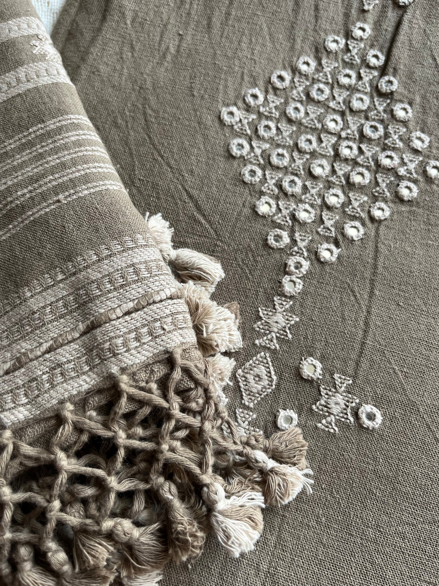 Handwoven organic kala Cotton kurta bottom dupatta