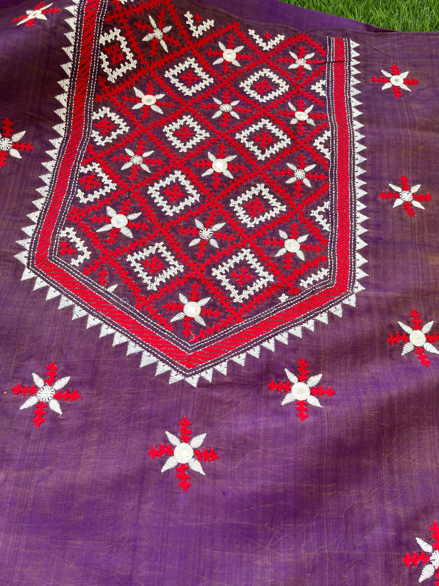 Silk sindhi (khumucha) work kurta fabric