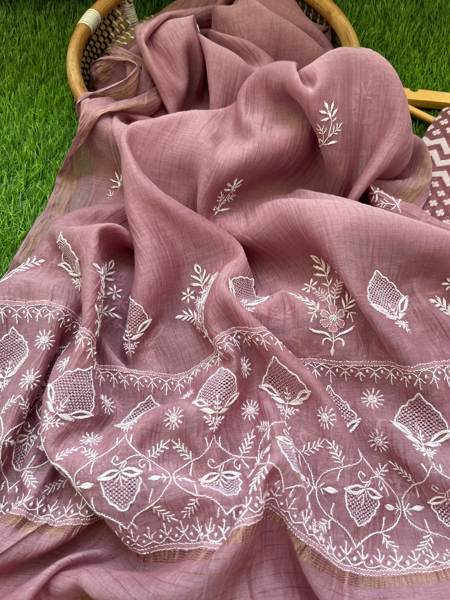 Jaamdani kurta chikankari dupatta