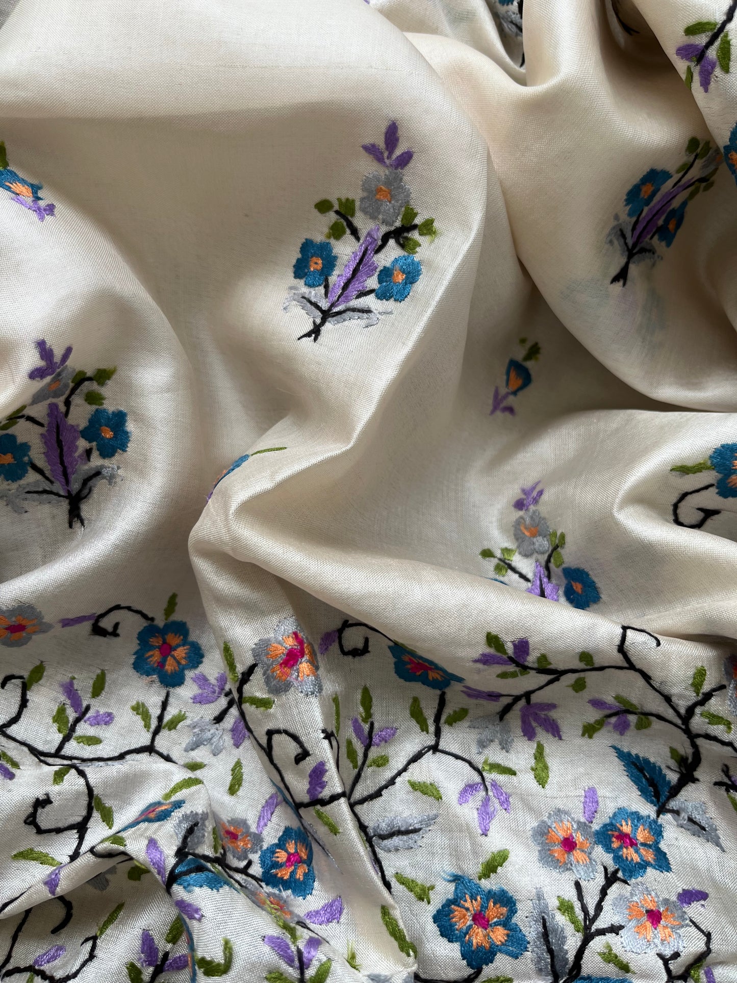 Silk needle work Dupatta mashru kurta Bottom fabric