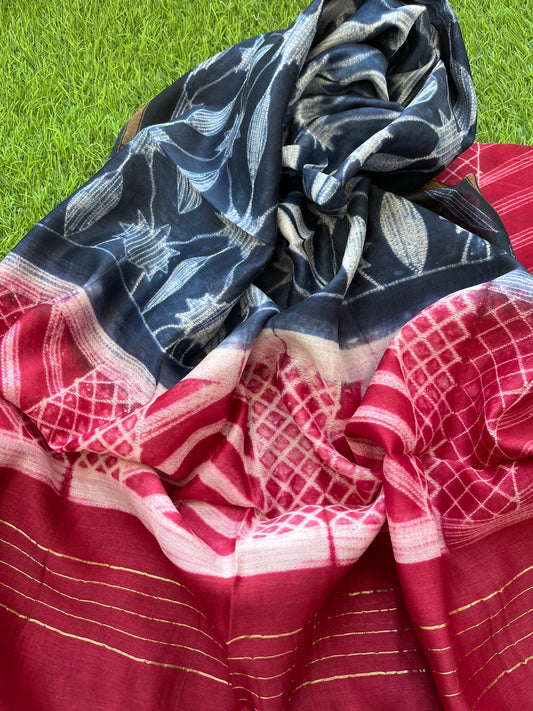 Shibori chanderi kurta dupatta