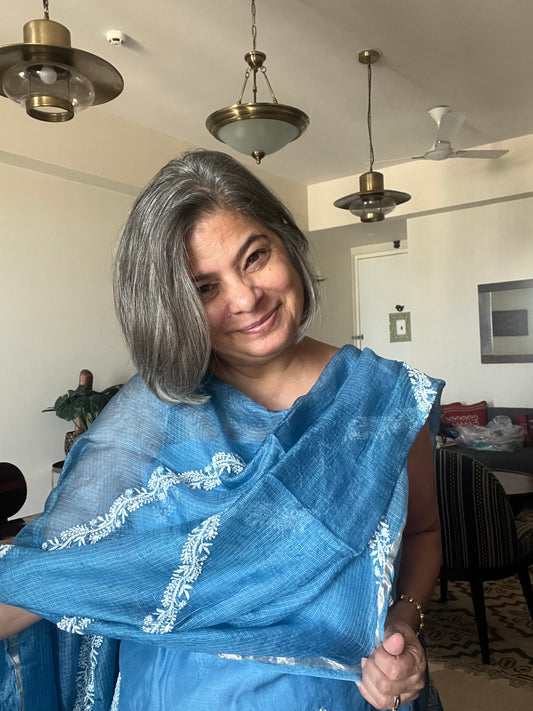 Chanderi chikan kurta and Dupatta