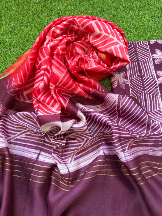 Shibori chanderi kurta dupatta