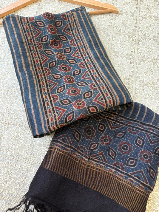 Linen Ajrakh Kurta and dupatta