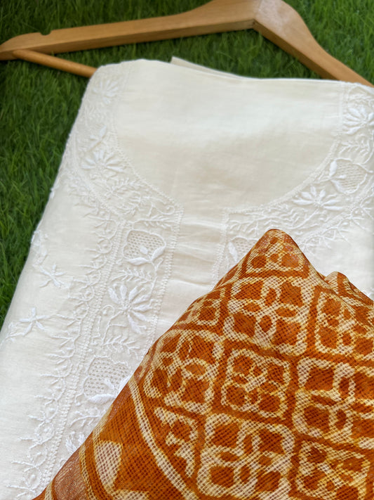 Kota Silk block print dupatta with chanderi Kurta