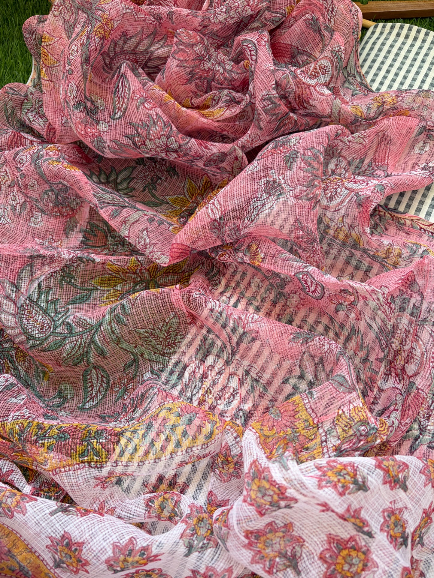 Muslin Khadi check kurta fabric kota dupatta