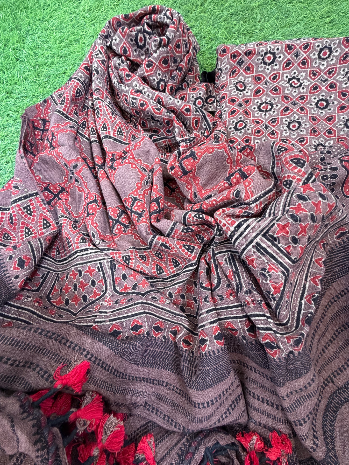 Kala Cotton Ajrakh Kurta bottom and dupatta
