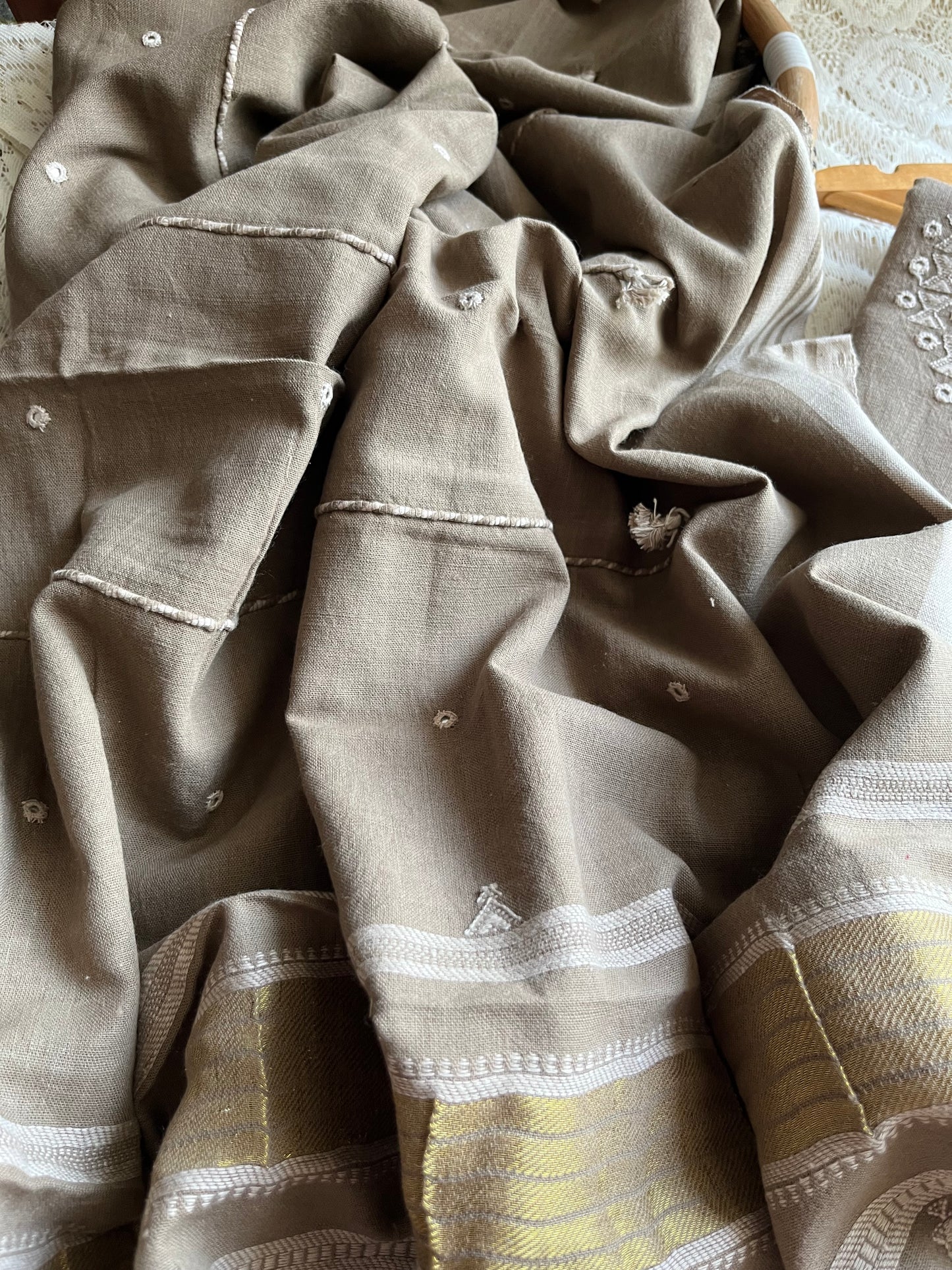 Handwoven organic kala Cotton kurta bottom dupatta