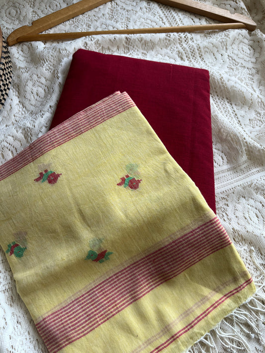 Cotton mangalgiri kurta bottom mul jaamdani dupatta