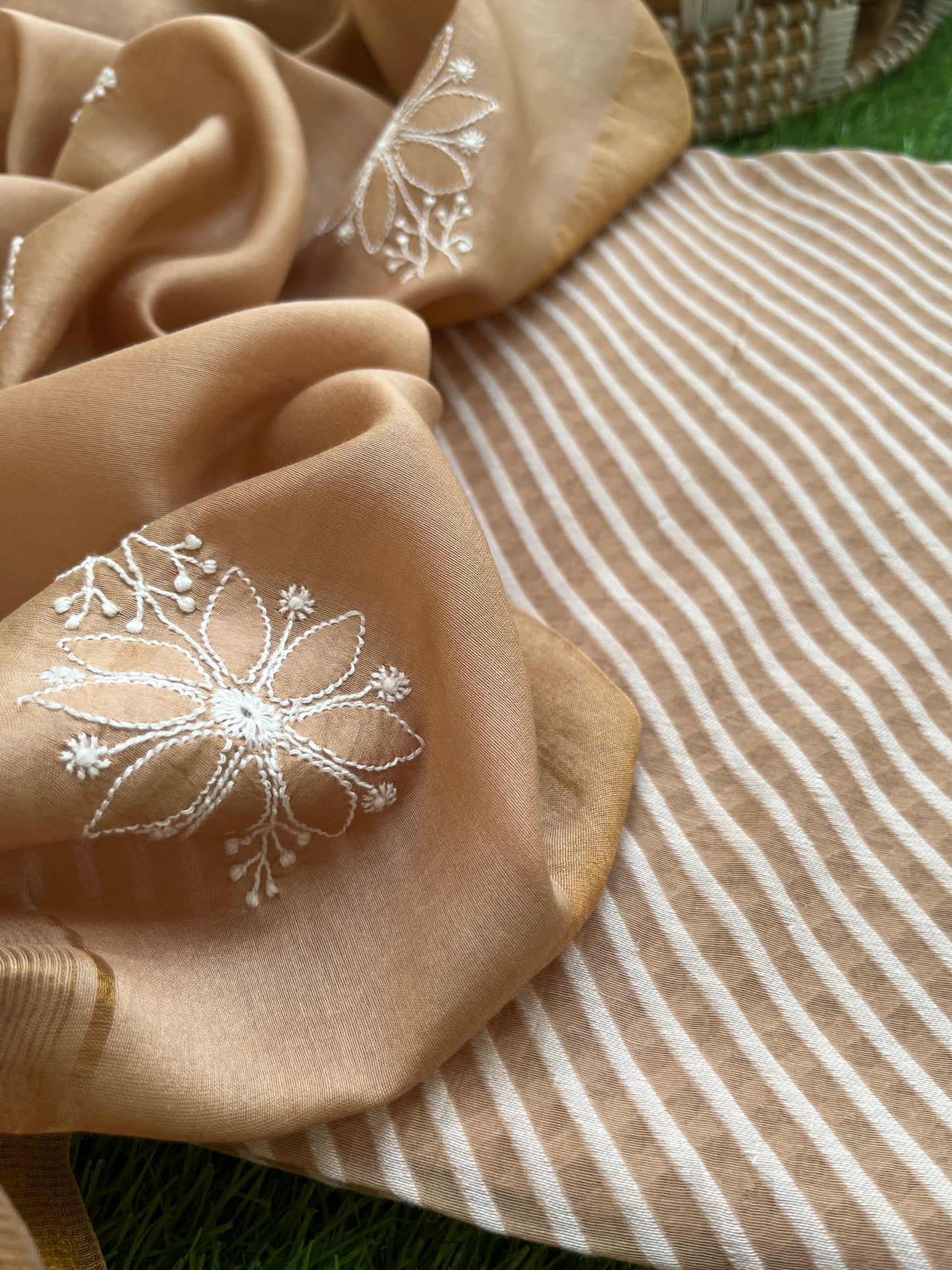 Jaamdani kurta chanderi dupatta