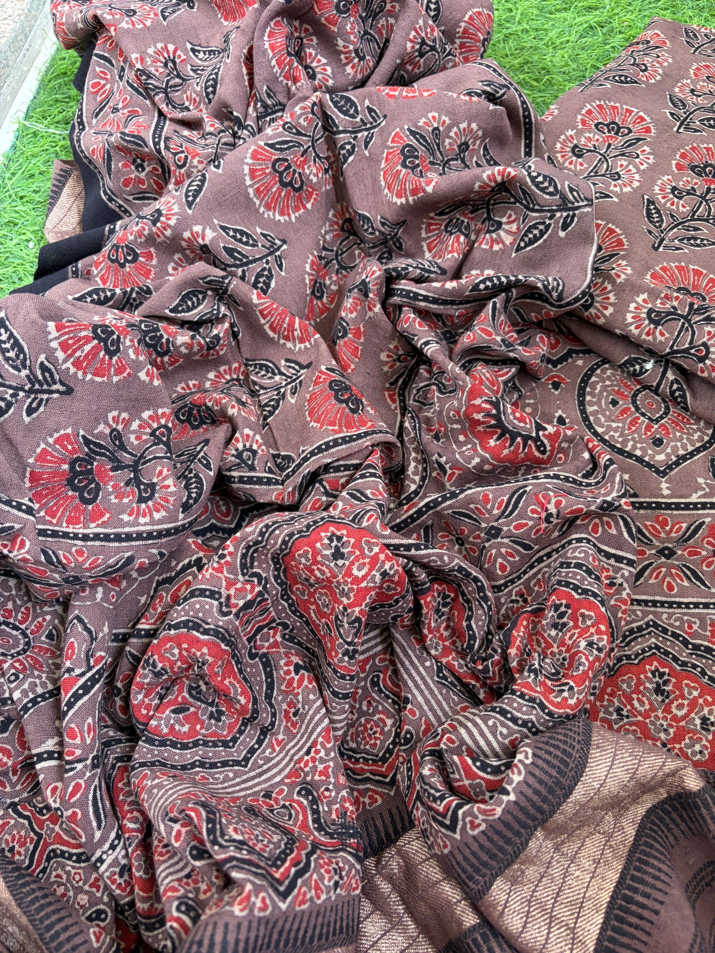 Kala Cotton Ajrakh Kurta bottom and dupatta