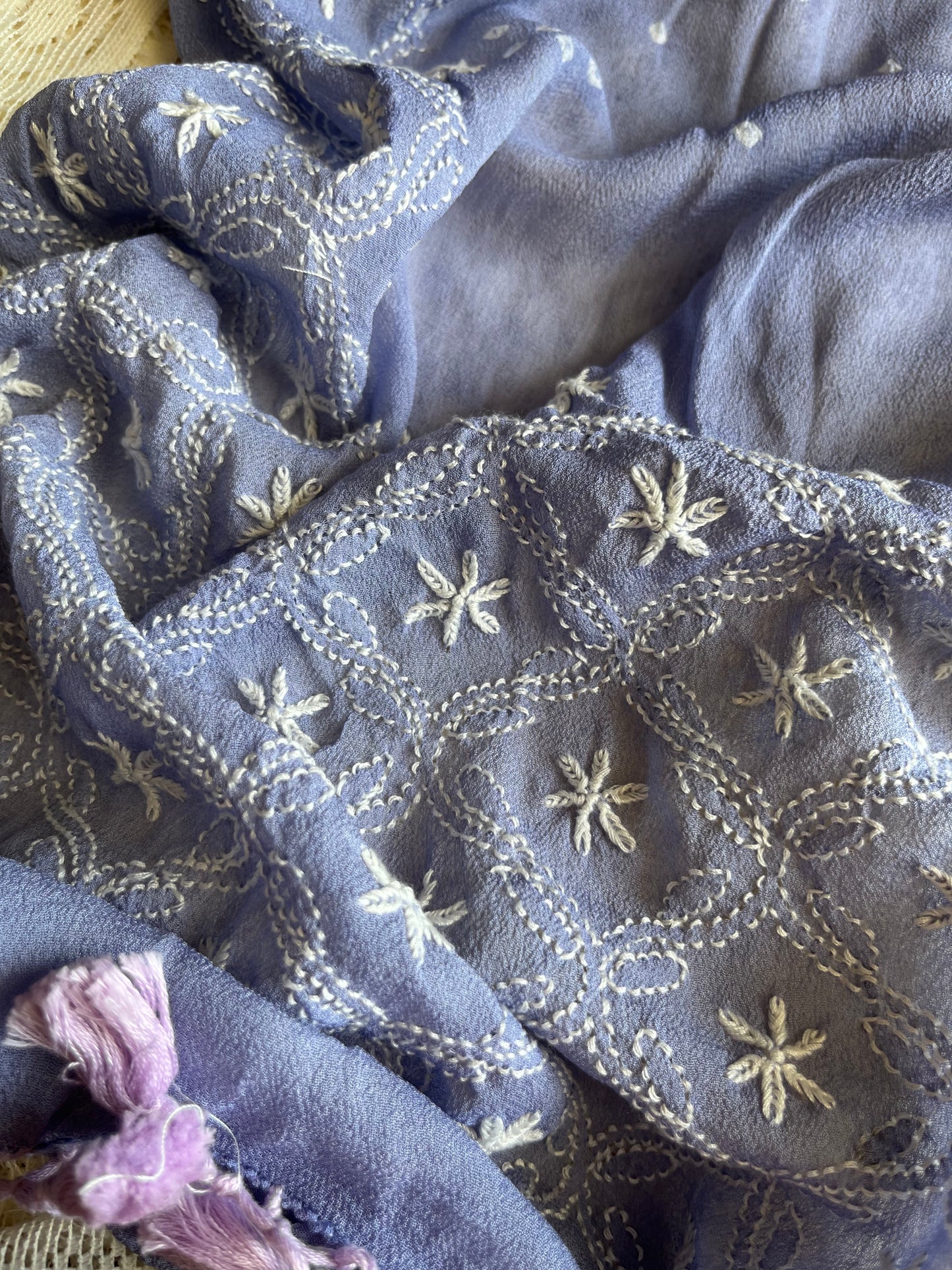 Cotton kurta bottom pure georgette chikankari bandhani dupatta